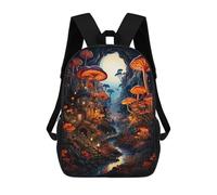 sinyumoney Children's Backpack, 3D Printed Mystical Mushroom Forest-8 Backpack, Backpack for Boys Girls, 17 Inch Adjustable Lightweight School Bag for Primary School 17inch