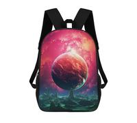 sinyumoney Children's Backpack, 3D Printed Mystical Planet Sky Backpack, Backpack for Boys Girls, 17 Inch Adjustable Lightweight School Bag for Primary School 17inch