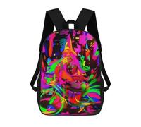 sinyumoney Children's Backpack 3D Printed Neon Abstraction Vibrant Colors Schoolbag Student Daypack Fashion Casual Lightweight School Bags for School College Travel 17inch