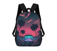 sinyumoney Children's Backpack, 3D Printed Neon Dreamscape -19 Backpack, Backpack for Boys Girls, 17 Inch Adjustable Lightweight School Bag for Primary School 17inch