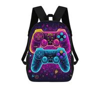 sinyumoney Children's Backpack, 3D Printed Neon Gaming Controllers Backpack, Backpack for Boys Girls, 17 Inch Adjustable Lightweight School Bag for Primary School 17inch