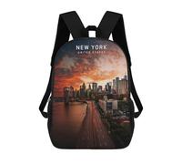 sinyumoney Children's Backpack 3D Printed New York City US Schoolbag Student Daypack Fashion Casual Lightweight School Bags for School College Travel 17inch