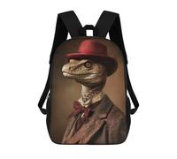 sinyumoney Children's Backpack 3D Printed Noble Boss Suit Snake Schoolbag Student Daypack Fashion Casual Lightweight School Bags for School College Travel 17inch