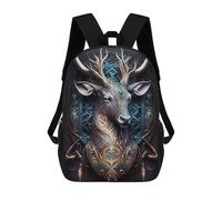 sinyumoney Children's Backpack, 3D Printed Ornate Deer Portrait Backpack, Backpack for Boys Girls, 17 Inch Adjustable Lightweight School Bag for Primary School 17inch