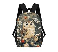 sinyumoney Children's Backpack 3D Printed Owl Christmas Ornament Schoolbag Student Daypack Fashion Casual Lightweight School Bags for School College Travel 17inch