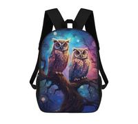 sinyumoney Children's Backpack, 3D Printed Owls in A Mystical Forest Backpack, Backpack for Boys Girls, 17 Inch Adjustable Lightweight School Bag for Primary School 17inch