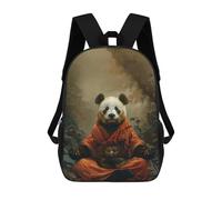 sinyumoney Children's Backpack 3D Printed Panda Monk Mystic Meditate Schoolbag Student Daypack Fashion Casual Lightweight School Bags for School College Travel 17inch