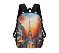 sinyumoney Children's Backpack 3D Printed Paris Schoolbag Student Daypack Fashion Casual Lightweight School Bags for School College Travel 17inch