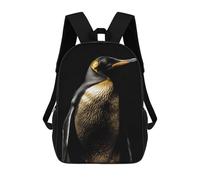 sinyumoney Children's Backpack 3D Printed Penguin Gold Animal Schoolbag Student Daypack Fashion Casual Lightweight School Bags for School College Travel 17inch