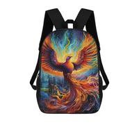 sinyumoney Children's Backpack, 3D Printed Phoenix Rising Artistic Firebird Backpack, Backpack for Boys Girls, 17 Inch Adjustable Lightweight School Bag for Primary School 17inch