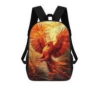 sinyumoney Children's Backpack, 3D Printed Phoenix Rising Mythical Firebird Artwork Backpack, Backpack for Boys Girls, 17 Inch Adjustable Lightweight School Bag for Primary School 17inch