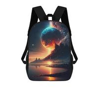 sinyumoney Children's Backpack 3D Printed Planetary Reflections in Space -2 Schoolbag Student Daypack Fashion Casual Lightweight School Bags for School College Travel 17inch