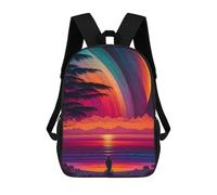 sinyumoney Children's Backpack 3D Printed Planetary Sunset Serenity Schoolbag Student Daypack Fashion Casual Lightweight School Bags for School College Travel 17inch