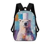 sinyumoney Children's Backpack 3D Printed Polar Bear in A Top Hat Schoolbag Student Daypack Fashion Casual Lightweight School Bags for School College Travel 17inch