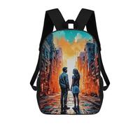 sinyumoney Children's Backpack 3D Printed Post-Apocalyptic Couple Schoolbag Student Daypack Fashion Casual Lightweight School Bags for School College Travel 17inch