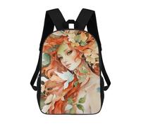 sinyumoney Children's Backpack 3D Printed Pretty Autumn Princess Schoolbag Student Daypack Fashion Casual Lightweight School Bags for School College Travel 17inch