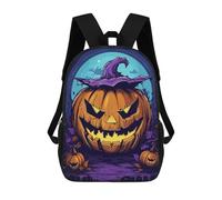 sinyumoney Children's Backpack 3D Printed Pumpkin Halloween Vibes Schoolbag Student Daypack Fashion Casual Lightweight School Bags for School College Travel 17inch