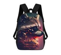 sinyumoney Children's Backpack 3D Printed Raccoon's Whimsical Forest Escape Schoolbag Student Daypack Fashion Casual Lightweight School Bags for School College Travel 17inch
