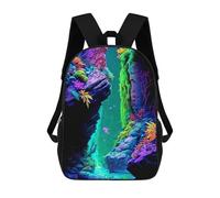 sinyumoney Children's Backpack, 3D Printed Rainbow Caverns of Light Backpack, Backpack for Boys Girls, 17 Inch Adjustable Lightweight School Bag for Primary School 17inch