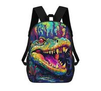 sinyumoney Children's Backpack, 3D Printed Rainbow Crocodile in The Jungle Backpack, Backpack for Boys Girls, 17 Inch Adjustable Lightweight School Bag for Primary School 17inch
