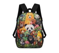 sinyumoney Children's Backpack, 3D Printed Rainbow Forest Friends -1 Backpack, Backpack for Boys Girls, 17 Inch Adjustable Lightweight School Bag for Primary School 17inch