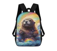 sinyumoney Children's Backpack, 3D Printed Rainbow Otter Dreamscape Backpack, Backpack for Boys Girls, 17 Inch Adjustable Lightweight School Bag for Primary School 17inch