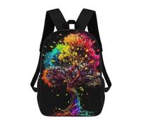 sinyumoney Children's Backpack, 3D Printed Rainbow Tree of Life -2 Backpack, Backpack for Boys Girls, 17 Inch Adjustable Lightweight School Bag for Primary School 17inch