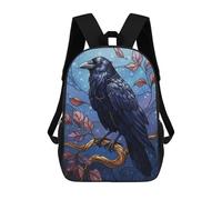 sinyumoney Children's Backpack 3D Printed Raven on Branch Digital Art Schoolbag Student Daypack Fashion Casual Lightweight School Bags for School College Travel 17inch