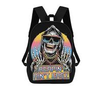 sinyumoney Children's Backpack 3D Printed Reapin' Ain't Easy Cool Skeleton Art Schoolbag Student Daypack Fashion Casual Lightweight School Bags for School College Travel 17inch