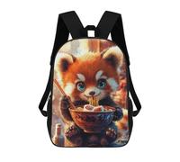 sinyumoney Children's Backpack 3D Printed Red Panda Eating Ramen Schoolbag Student Daypack Fashion Casual Lightweight School Bags for School College Travel 17inch