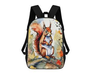 sinyumoney Children's Backpack 3D Printed Red Squirrel Watercolor Painting Schoolbag Student Daypack Fashion Casual Lightweight School Bags for School College Travel 17inch