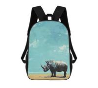 sinyumoney Children's Backpack 3D Printed Rhino Under A Blue Sky Schoolbag Student Daypack Fashion Casual Lightweight School Bags for School College Travel 17inch