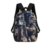 sinyumoney Children's Backpack, 3D Printed Rider in Gear with Horse Backpack, Backpack for Boys Girls, 17 Inch Adjustable Lightweight School Bag for Primary School 17inch