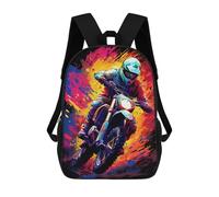 sinyumoney Children's Backpack, 3D Printed Rider in Motion -2 Backpack, Backpack for Boys Girls, 17 Inch Adjustable Lightweight School Bag for Primary School 17inch