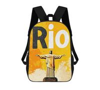 sinyumoney Children's Backpack 3D Printed Rio De Janeiro Christ The Redeemer Schoolbag Student Daypack Fashion Casual Lightweight School Bags for School College Travel 17inch