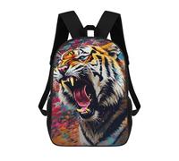 sinyumoney Children's Backpack, 3D Printed Roaring Tiger Artwork -7 Backpack, Backpack for Boys Girls, 17 Inch Adjustable Lightweight School Bag for Primary School 17inch