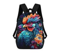 sinyumoney Children's Backpack 3D Printed Rooster Schoolbag Student Daypack Fashion Casual Lightweight School Bags for School College Travel 17inch