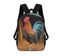sinyumoney Children's Backpack 3D Printed Rooster Schoolbag Student Daypack Fashion Casual Lightweight School Bags for School College Travel 17inch