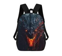 sinyumoney Children's Backpack 3D Printed Scary Dragon Schoolbag Student Daypack Fashion Casual Lightweight School Bags for School College Travel 17inch