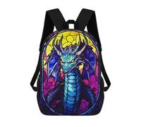 sinyumoney Children's Backpack 3D Printed Skeleton Dragon Stained Gl Schoolbag Student Daypack Fashion Casual Lightweight School Bags for School College Travel 17inch