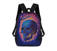 sinyumoney Children's Backpack, 3D Printed Skull Forest Glow Art Print Backpack, Backpack for Boys Girls, 17 Inch Adjustable Lightweight School Bag for Primary School 17inch
