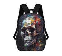 sinyumoney Children's Backpack 3D Printed Skull Head 1 Schoolbag Student Daypack Fashion Casual Lightweight School Bags for School College Travel 17inch