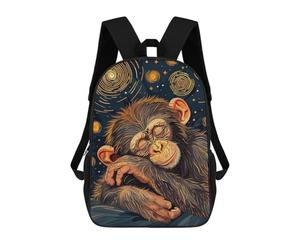 sinyumoney Children's Backpack 3D Printed Sleeping Chimpanzee in Starry Night Style Schoolbag Student Daypack Fashion Casual Lightweight School Bags for School College Travel 17inch