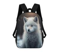 sinyumoney Children's Backpack 3D Printed Snowy Wolf Pup in Winter Wonderland Schoolbag Student Daypack Fashion Casual Lightweight School Bags for School College Travel 17inch