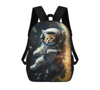 sinyumoney Children's Backpack 3D Printed Space Cat Adventure -4 Schoolbag Student Daypack Fashion Casual Lightweight School Bags for School College Travel 17inch
