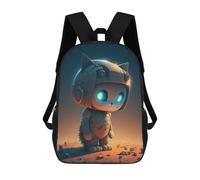sinyumoney Children's Backpack 3D Printed Space Cat Astronaut Adventure Schoolbag Student Daypack Fashion Casual Lightweight School Bags for School College Travel 17inch