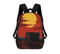 sinyumoney Children's Backpack 3D Printed Spooky Wagon Under A Full Moon Schoolbag Student Daypack Fashion Casual Lightweight School Bags for School College Travel 17inch