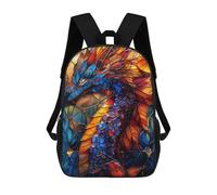 sinyumoney Children's Backpack 3D Printed Stained Glass Dragon Schoolbag Student Daypack Fashion Casual Lightweight School Bags for School College Travel 17inch