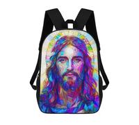 sinyumoney Children's Backpack 3D Printed Stained Glass Jesus Schoolbag Student Daypack Fashion Casual Lightweight School Bags for School College Travel 17inch