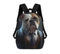 sinyumoney Children's Backpack 3D Printed Stylish Bulldog in Formal Attire Schoolbag Student Daypack Fashion Casual Lightweight School Bags for School College Travel 17inch